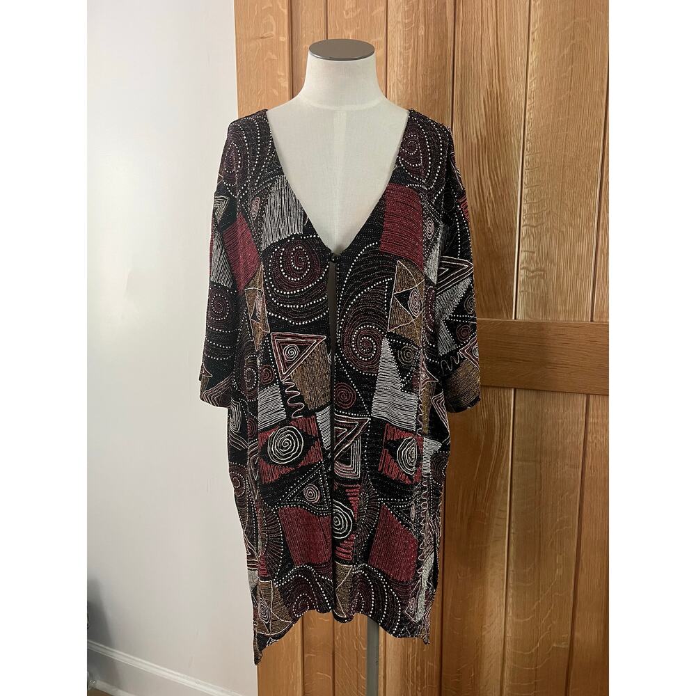 Vintage Artsy Lagenlook Plus Sz 20W Studio C Glitter Single Button Cardigan